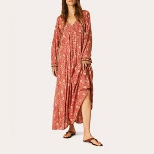 NWT Natalie Martin Fiore Maxi Dress Medium Water Lily Terracotta Boho Festival